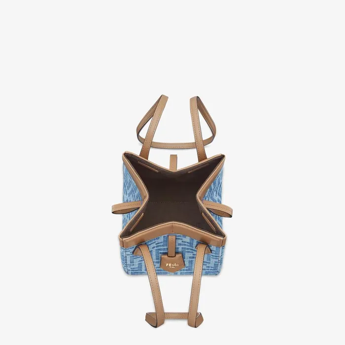 Fendi Tote Bags Fendi Origami Mini Light Blue FF Denim Fabric Mini Bag That Can Be Transformed 8211 Women