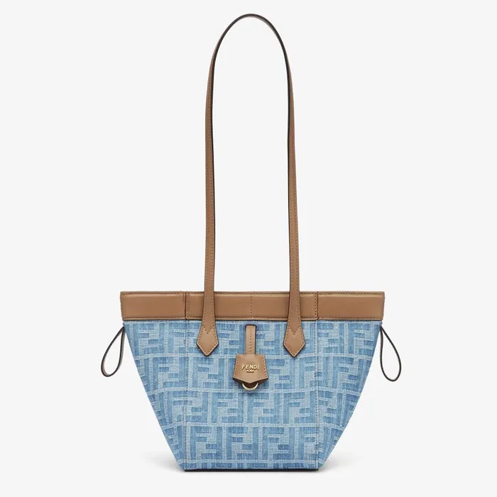 Fendi Tote Bags Fendi Origami Mini Light Blue FF Denim Fabric Mini Bag That Can Be Transformed 8211 Women