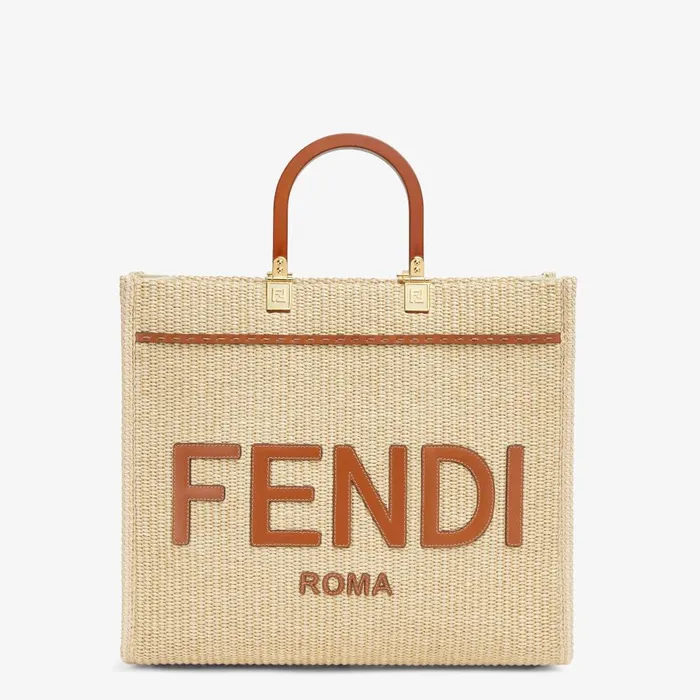 Fendi Tote Bags Fendi Sunshine Medium Shopper In Natural Straw 8211 Women