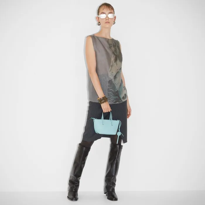 Fendi Tote Bags Mini Roll Light Blue Selleria Minibag With Handsewn Topstitches 8211 Women