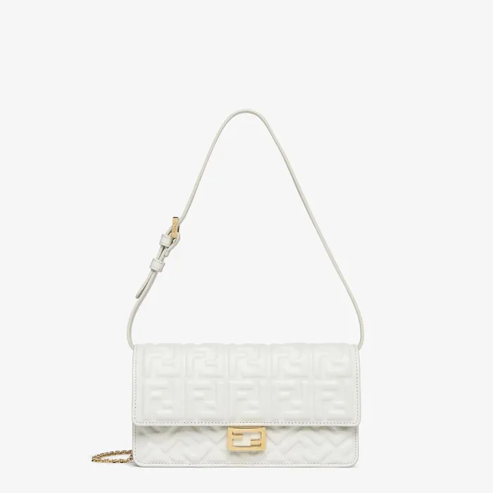 Fendi Wallets On Chain Wallet On Chain Baguette White Nappa Leather Wallet With FF Motif 8211 Women