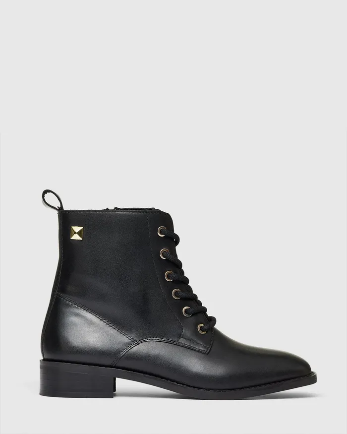 Flat Boots Women NOVO Shoes TIMI Black Smooth