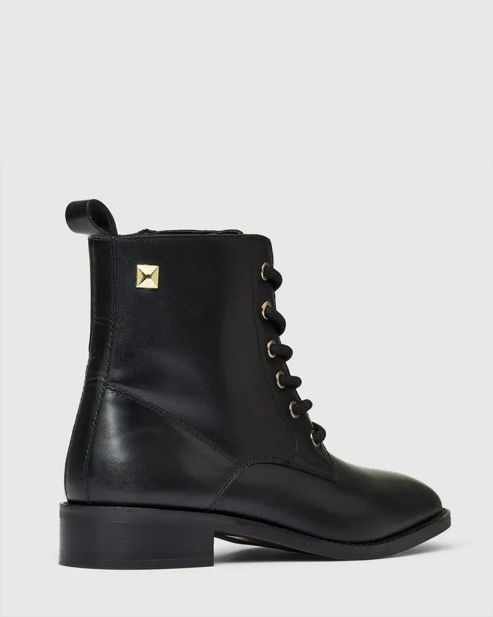 Flat Boots Women NOVO Shoes TIMI Black Smooth