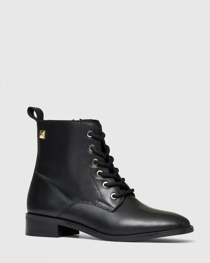 Flat Boots Women NOVO Shoes TIMI Black Smooth