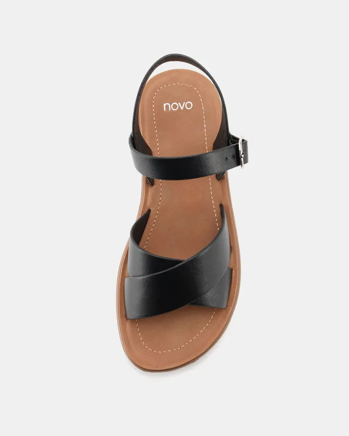 Flat Sandals NOVO Shoes Women TREMAINE BLACK Strappy Sandals