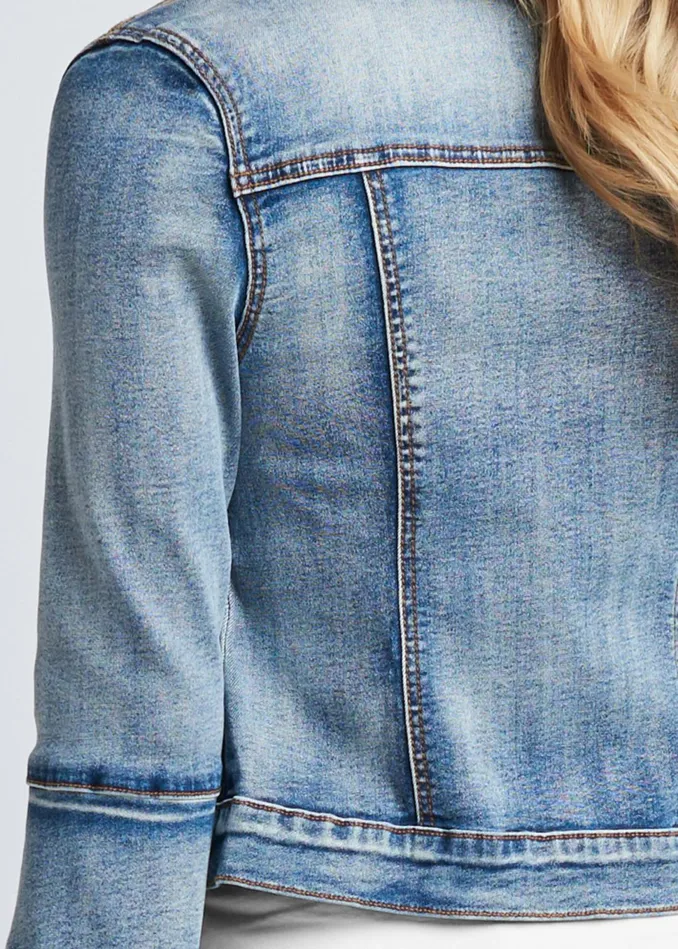 FLORAL EMBRIODERED JACKET Medium Wash Women VENUS Denim FLORAL EMBRIODERED JACKET Medium Wash Women VENUS Denim