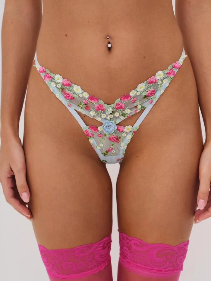 For Love and Lemons Lingerie Aurelia Thong Panty Blue 8211 Women For Love and Lemons Lingerie Aurelia Thong Panty Blue 8211 Women