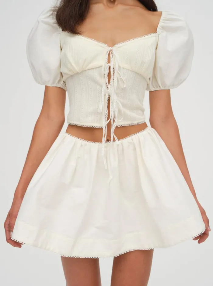 For Love and Lemons Tops Billie Pointelle Top Ivory 8211 Women