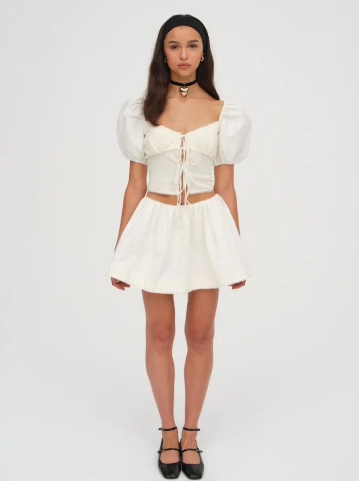 For Love and Lemons Tops Billie Pointelle Top Ivory 8211 Women For Love and Lemons Tops Billie Pointelle Top Ivory 8211 Women