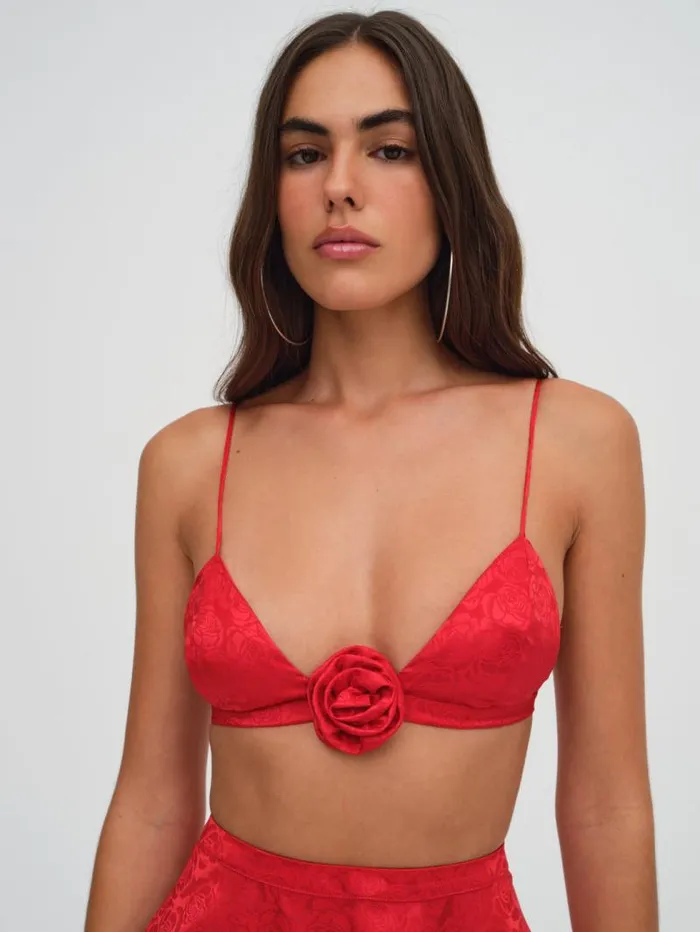 For Love and Lemons Tops Otessa Rose Bralette Red 8211 Women