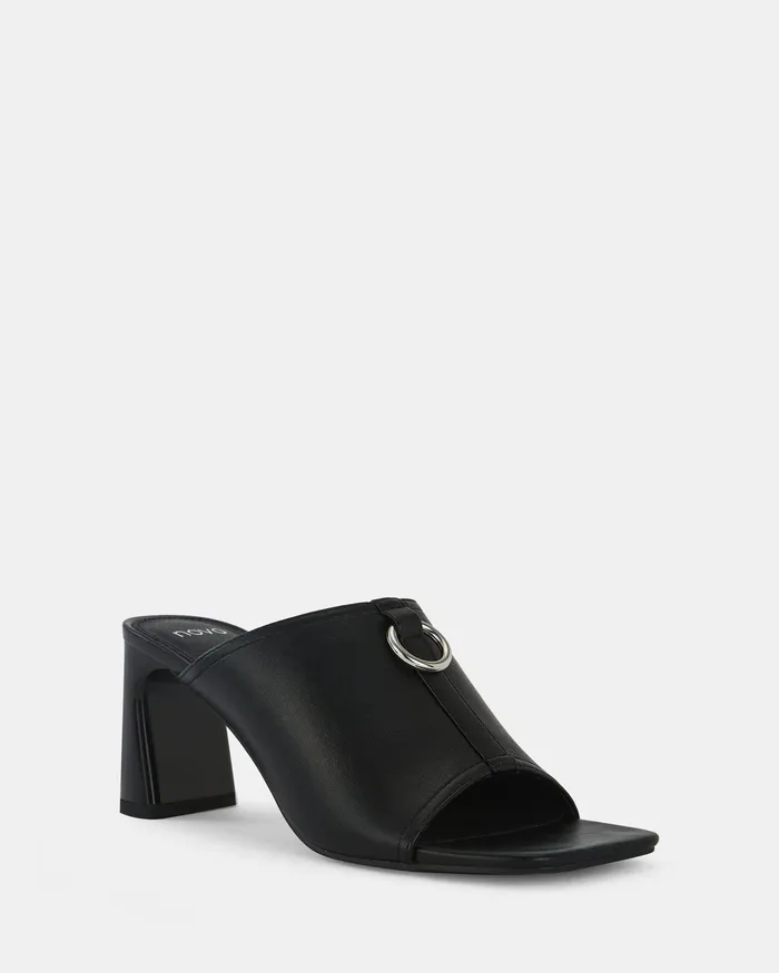FRODO BLACK Open Toe Heels Mules NOVO Shoes Women