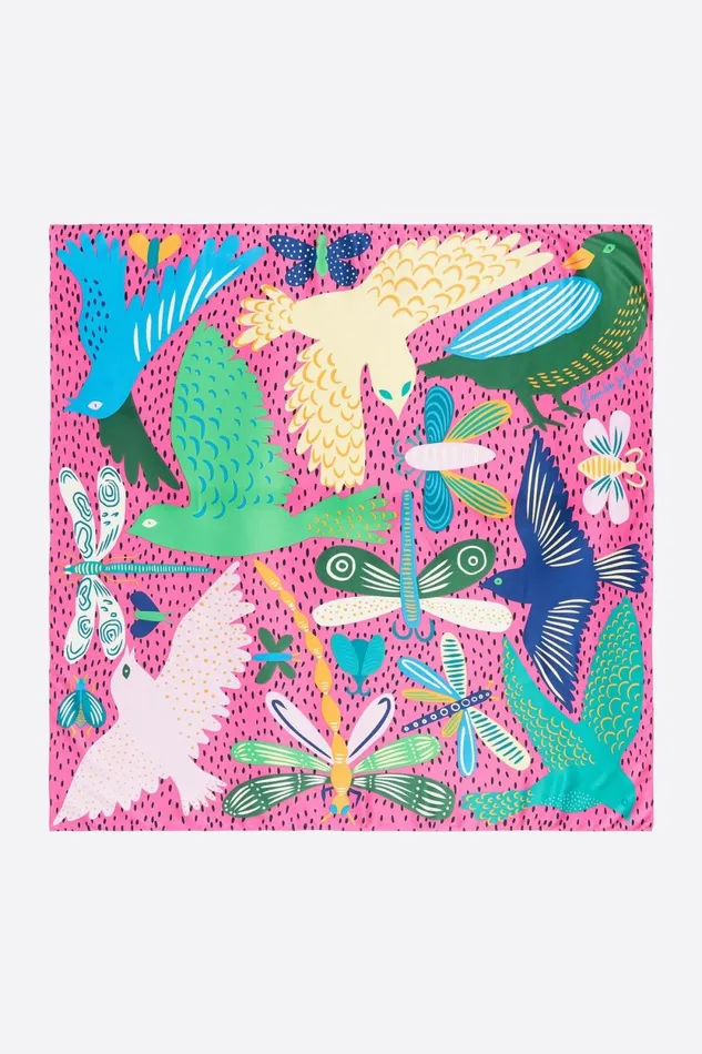 Fuchsia Ministripe Bugs And Birds Scarf Fuchsia Women Bimba Y Lola Scarves