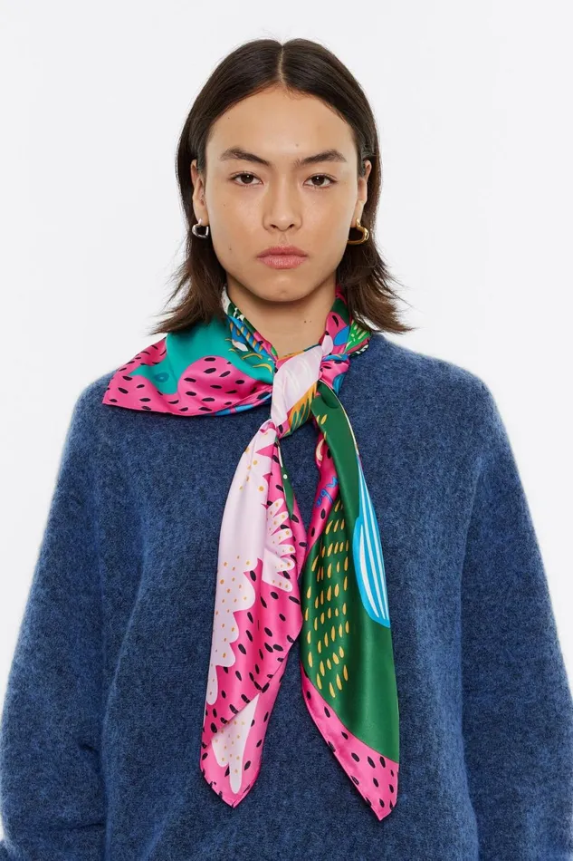 Fuchsia Ministripe Bugs And Birds Scarf Fuchsia Women Bimba Y Lola Scarves Fuchsia Ministripe Bugs And Birds Scarf Fuchsia Women Bimba Y Lola Scarves