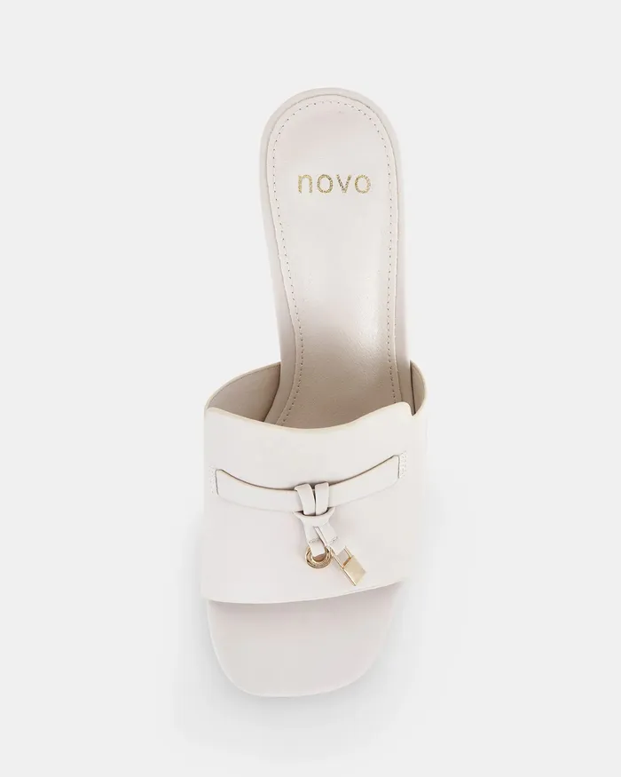 FURGIE CREAM Open Toe Heels Women Peep Toes NOVO Shoes
