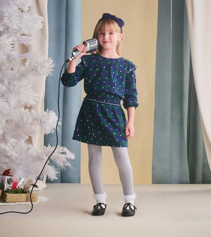 Girls Blackwatch Plaid Smocked Waist Dress Hatley