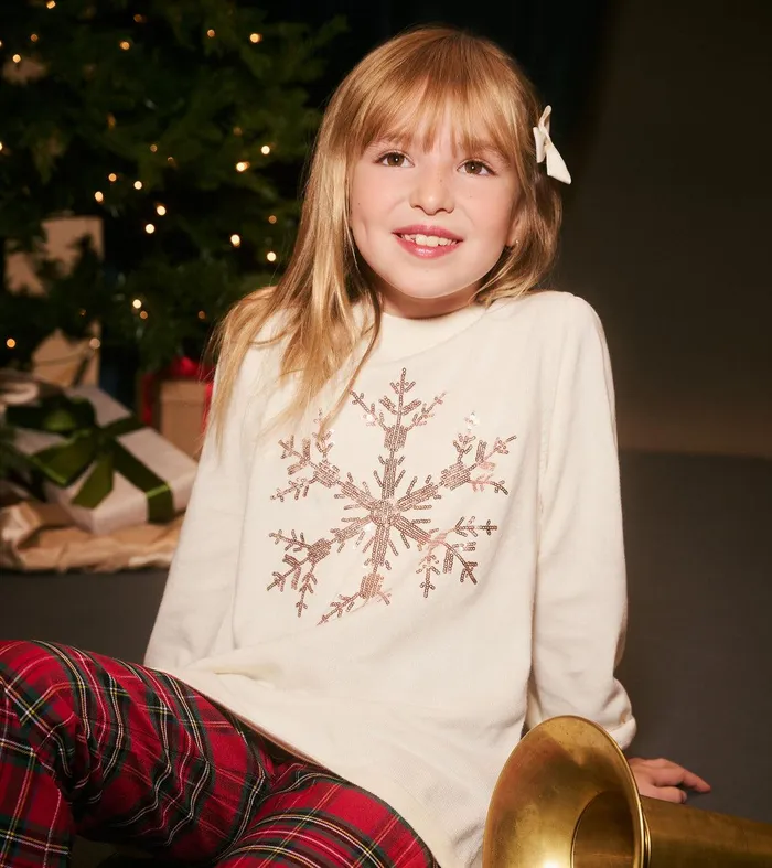 Girls Snowflake Pullover Sweater Hatley