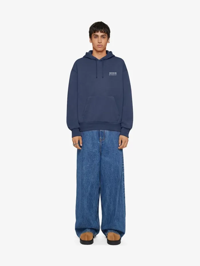 Givenchy 4G Boxy Fit Hoodie In Fleece Deep Blue Men Sweatshirts and Hoodies