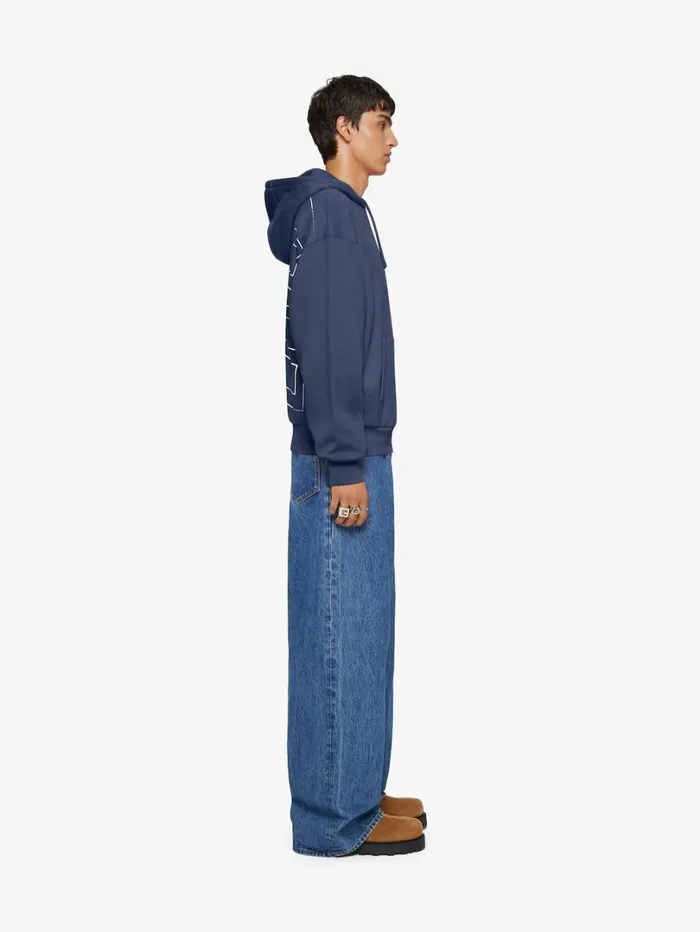 Givenchy 4G Boxy Fit Hoodie In Fleece Deep Blue Men Sweatshirts and Hoodies