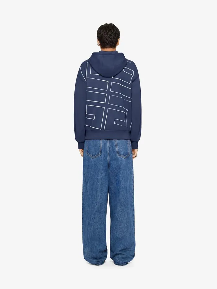 Givenchy 4G Boxy Fit Hoodie In Fleece Deep Blue Men Sweatshirts and Hoodies