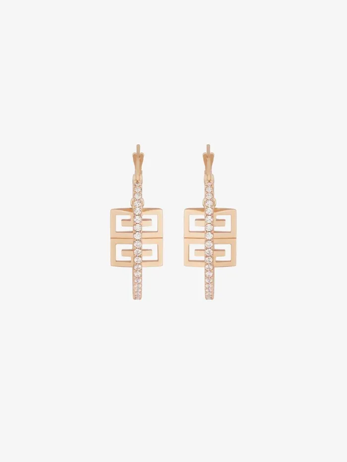 Givenchy 4G Earrings In Metal With Crystals Rose Golden Women Jewelry