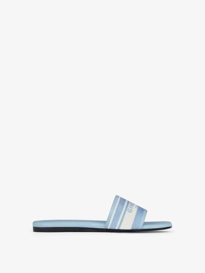 Givenchy 4G Flat Mules In Denim With Stripes Whiteblue Women Slides and Sandals