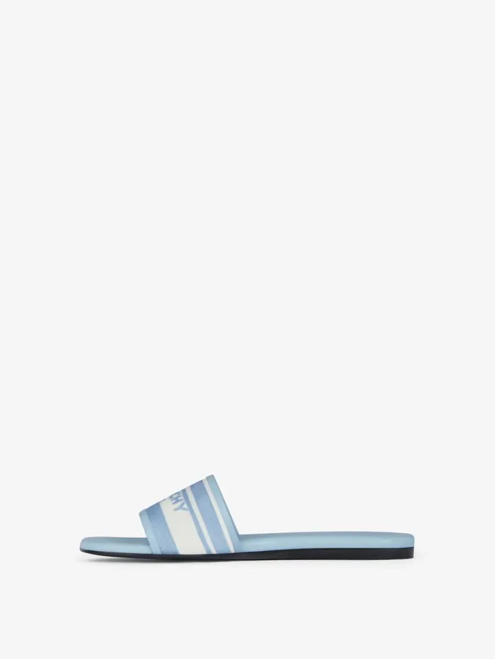 Givenchy 4G Flat Mules In Denim With Stripes Whiteblue Women Slides and Sandals Givenchy 4G Flat Mules In Denim With Stripes Whiteblue Women Slides and Sandals