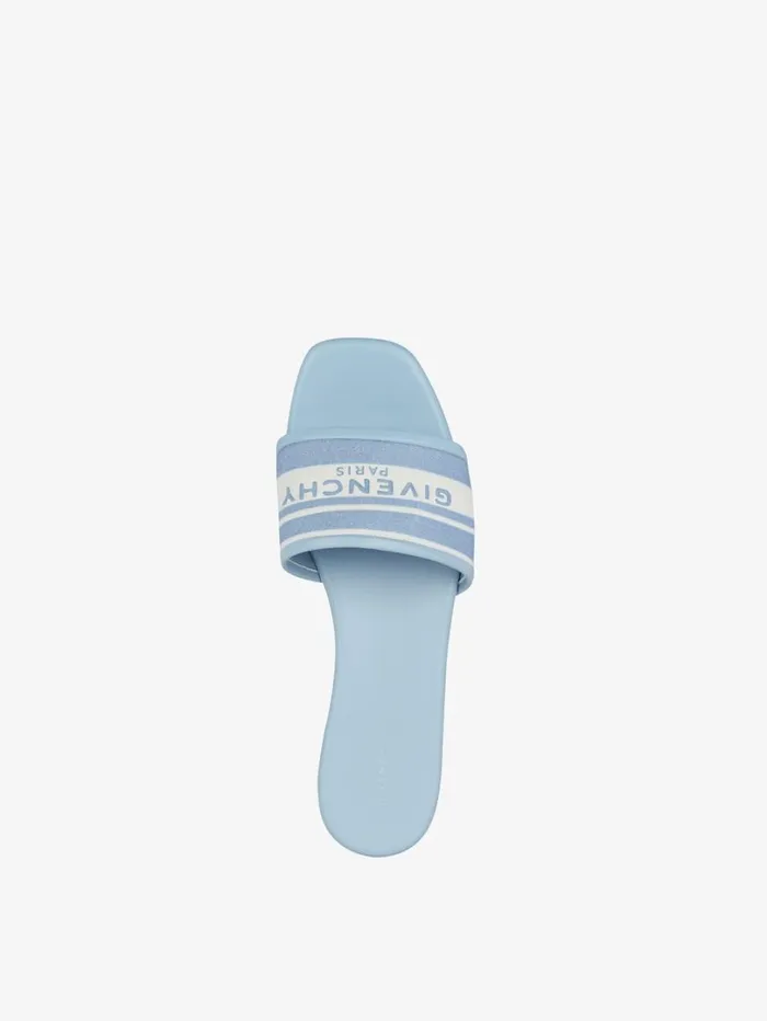 Givenchy 4G Flat Mules In Denim With Stripes Whiteblue Women Slides and Sandals Givenchy 4G Flat Mules In Denim With Stripes Whiteblue Women Slides and Sandals