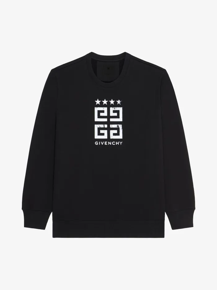 Givenchy 4G Stars Slim Fit Sweatshirt In Fleece Black Men Sweatshirts and Hoodies