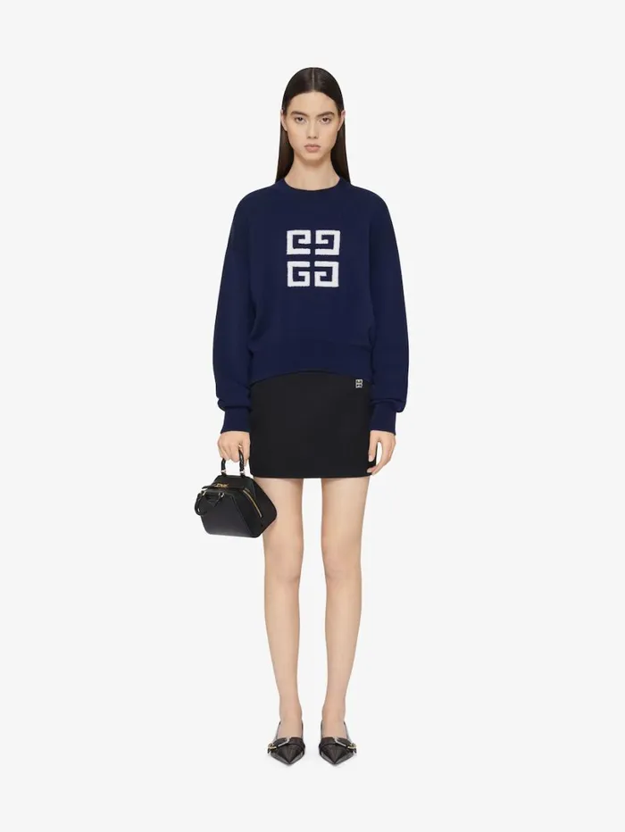 Givenchy 4G Sweater In Cashmere Navywhite Women Knitwear