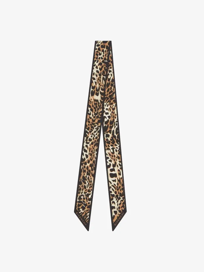 Givenchy Bandeau In Silk With Leopard Print Blackbeige Women Scarves