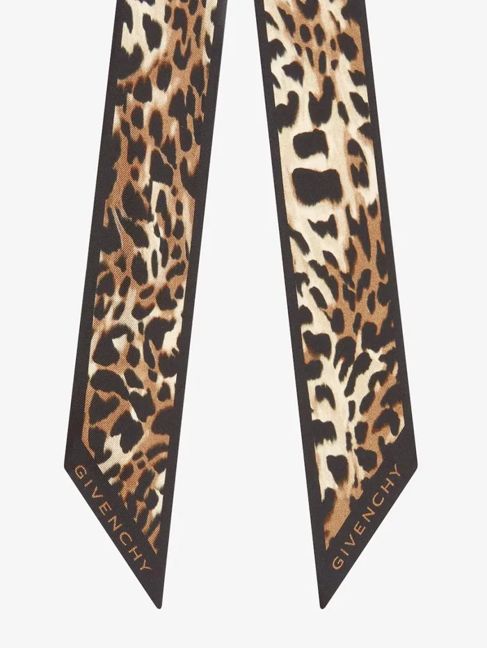 Givenchy Bandeau In Silk With Leopard Print Blackbeige Women Scarves Givenchy Bandeau In Silk With Leopard Print Blackbeige Women Scarves