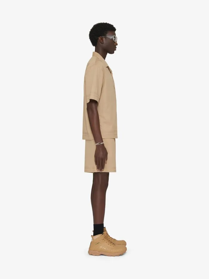 Givenchy Bermuda Shorts In 4G Cotton Beige Men Pants and Shorts