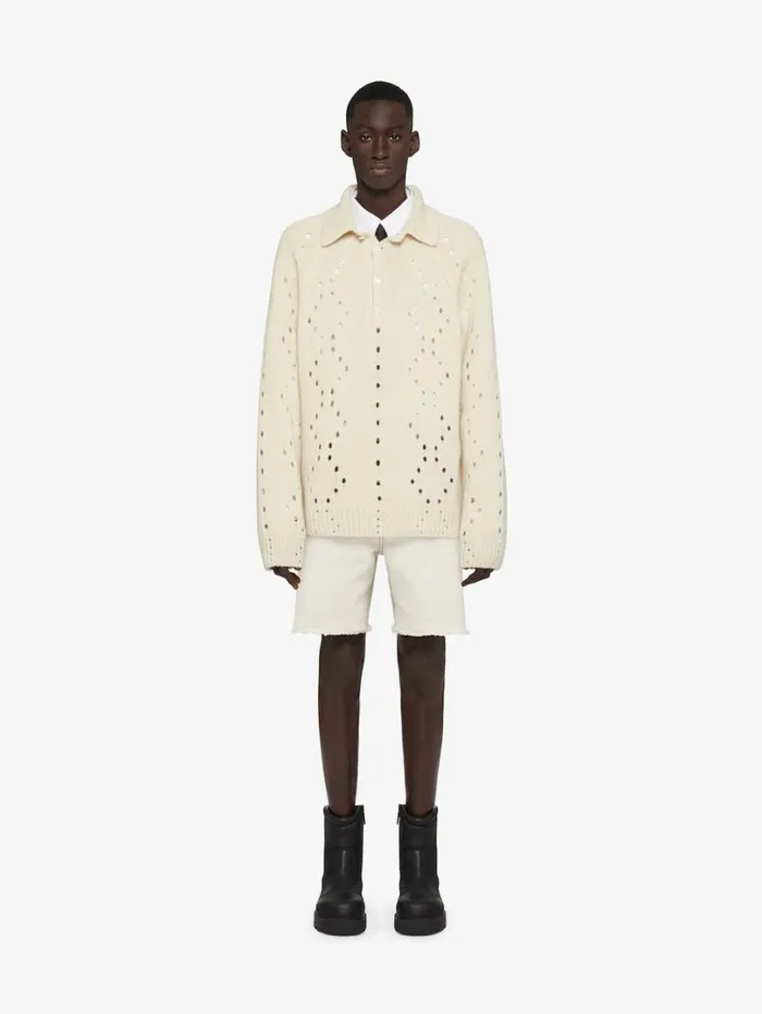 Givenchy Bermuda Shorts In Denim Rtd Greige Men Pants and Shorts
