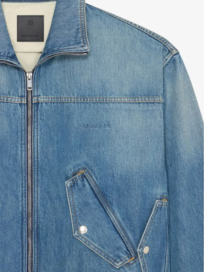 Givenchy Bomber Jacket In Denim Medium Blue Men Outerwear and Blousons Givenchy Bomber Jacket In Denim Medium Blue Men Outerwear and Blousons