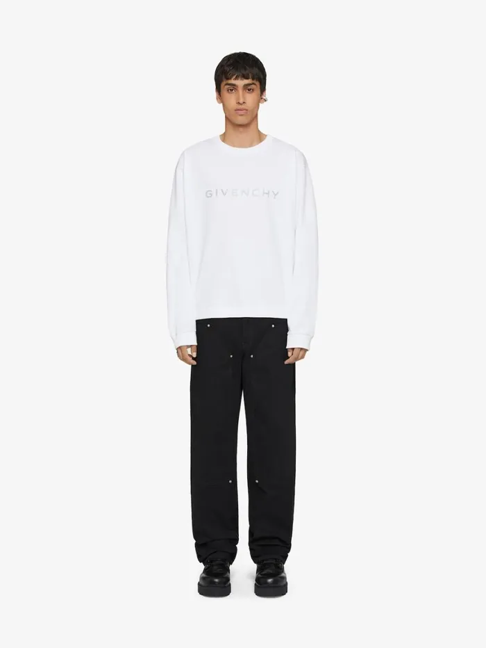 Givenchy Boxy Fit Tshirt In Cotton With Reflective Artwork White Men TShirts