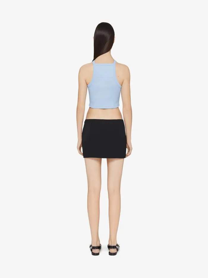 Givenchy Cropped Tank Top In Cotton With 4G Detail Sky Blue Women TShirts