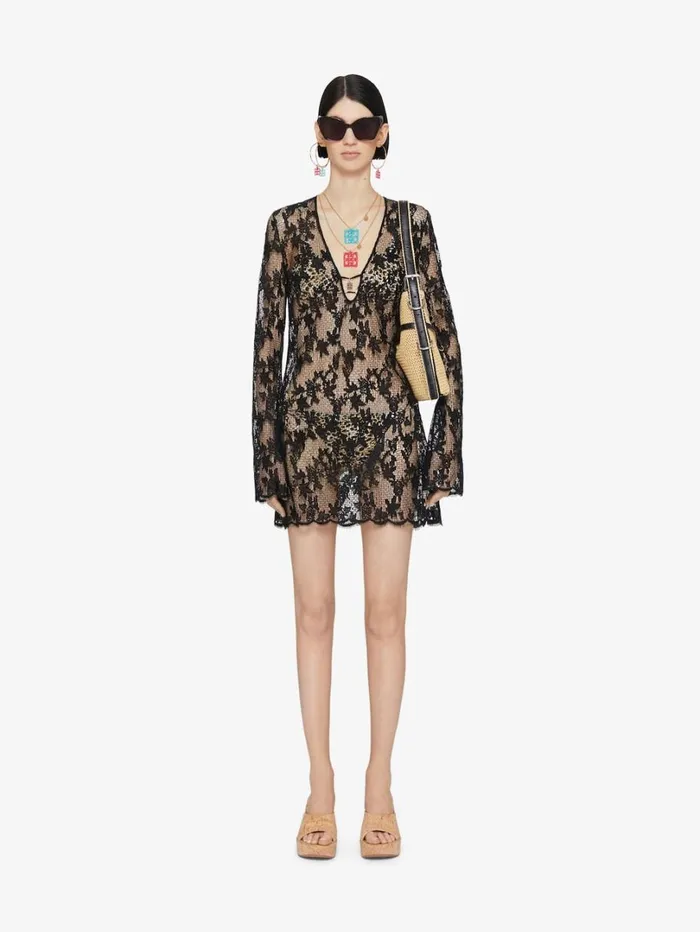 Givenchy Dress In Lace With 4G Detail Black Women Dresses