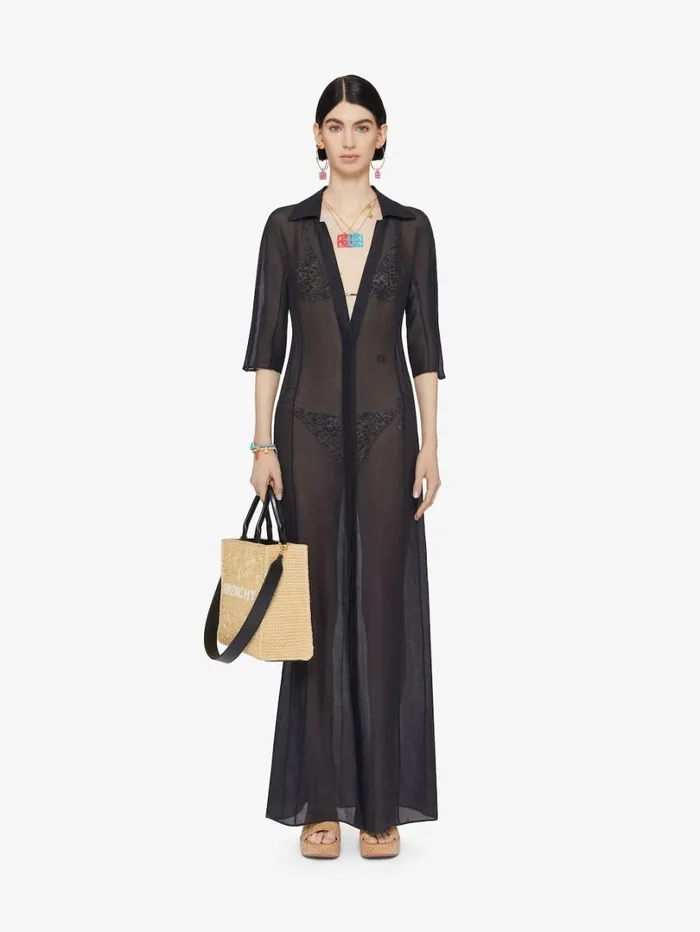 Givenchy Dress In Silk And Linen Black Women Dresses
