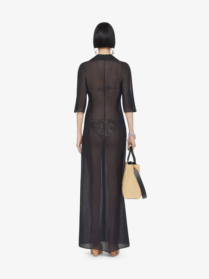Givenchy Dress In Silk And Linen Black Women Dresses