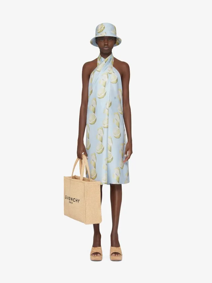 Givenchy Dress In Silk With Lemon Print Blueyellow Women Dresses