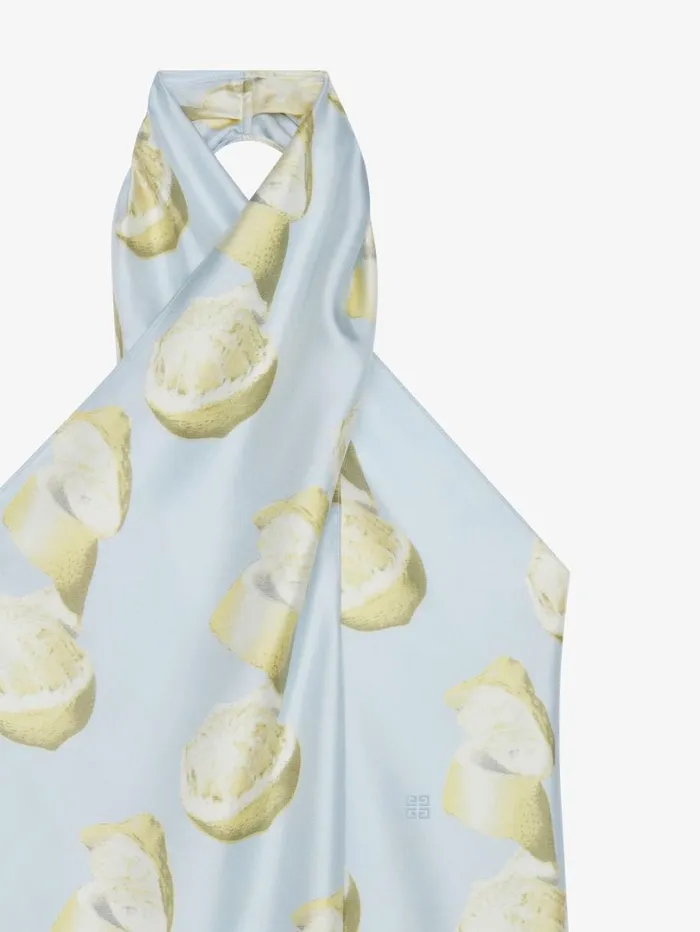 Givenchy Dress In Silk With Lemon Print Blueyellow Women Dresses