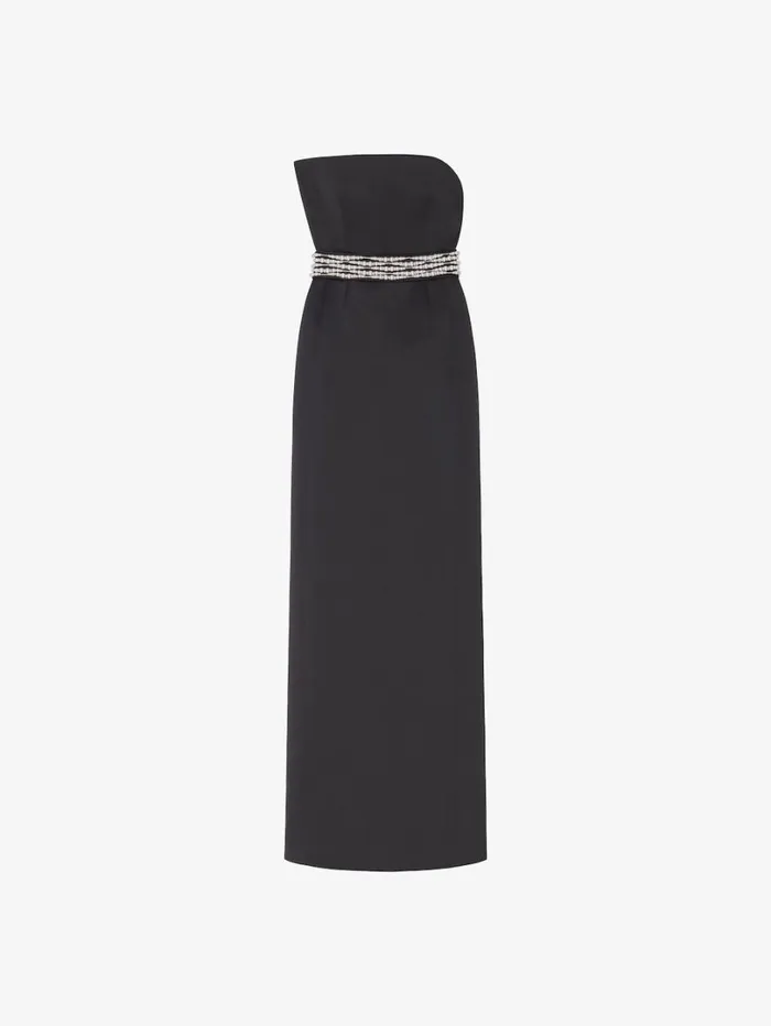 Givenchy Evening Bustier Dress In Satin With Pearl Belt Black Women Dresses