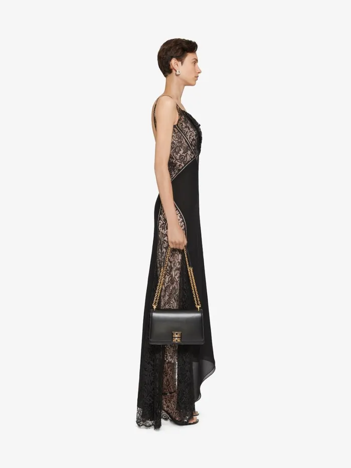 Givenchy Evening Dress In Mousseline And Lace Black Women Dresses