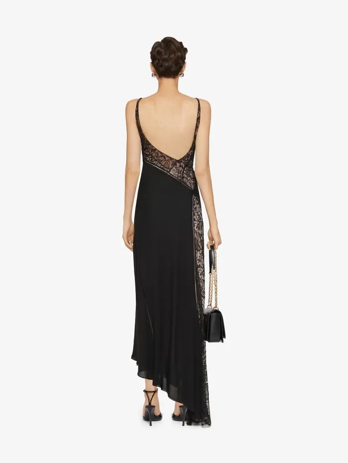 Givenchy Evening Dress In Mousseline And Lace Black Women Dresses