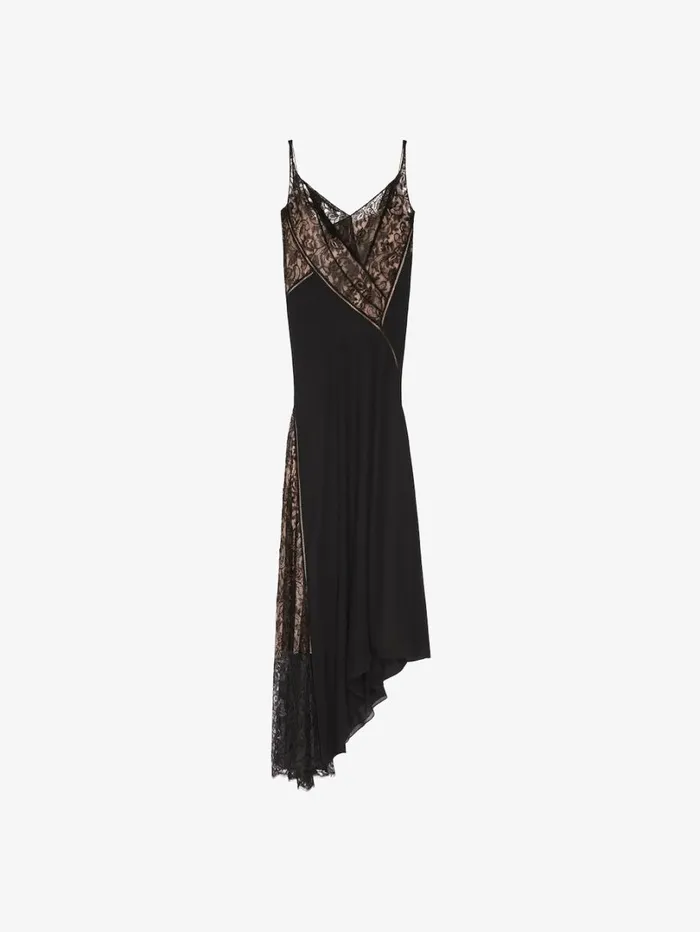 Givenchy Evening Dress In Mousseline And Lace Black Women Dresses