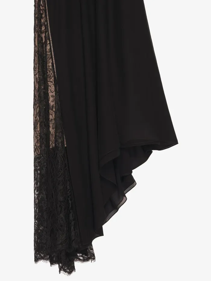 Givenchy Evening Dress In Mousseline And Lace Black Women Dresses