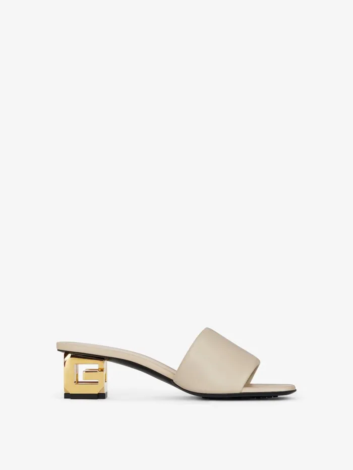 Givenchy G Cube Mules In Leather Natural Beige Women Slides and Sandals