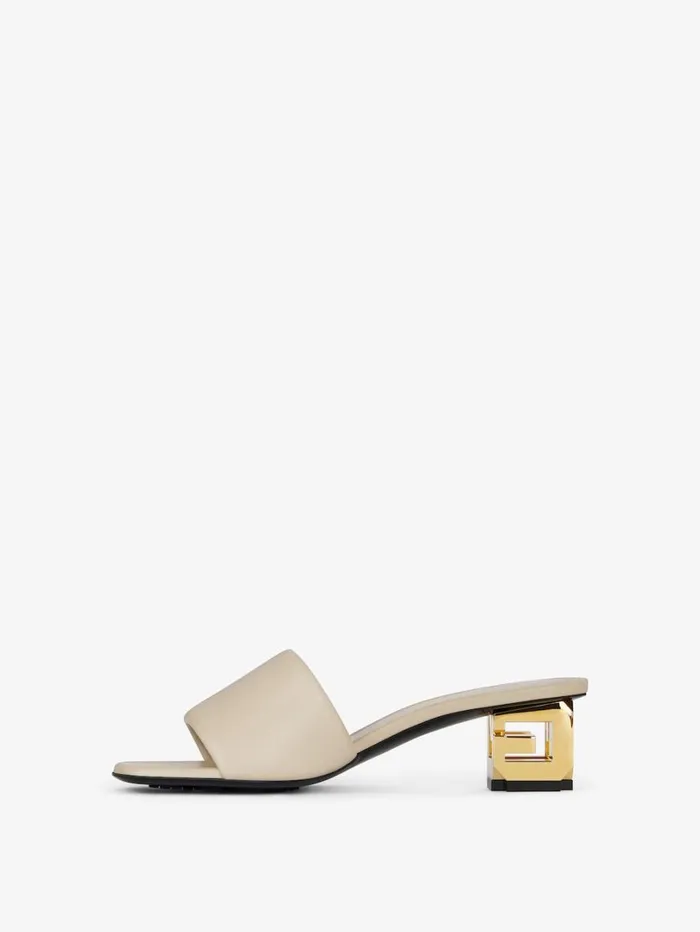 Givenchy G Cube Mules In Leather Natural Beige Women Slides and Sandals Givenchy G Cube Mules In Leather Natural Beige Women Slides and Sandals
