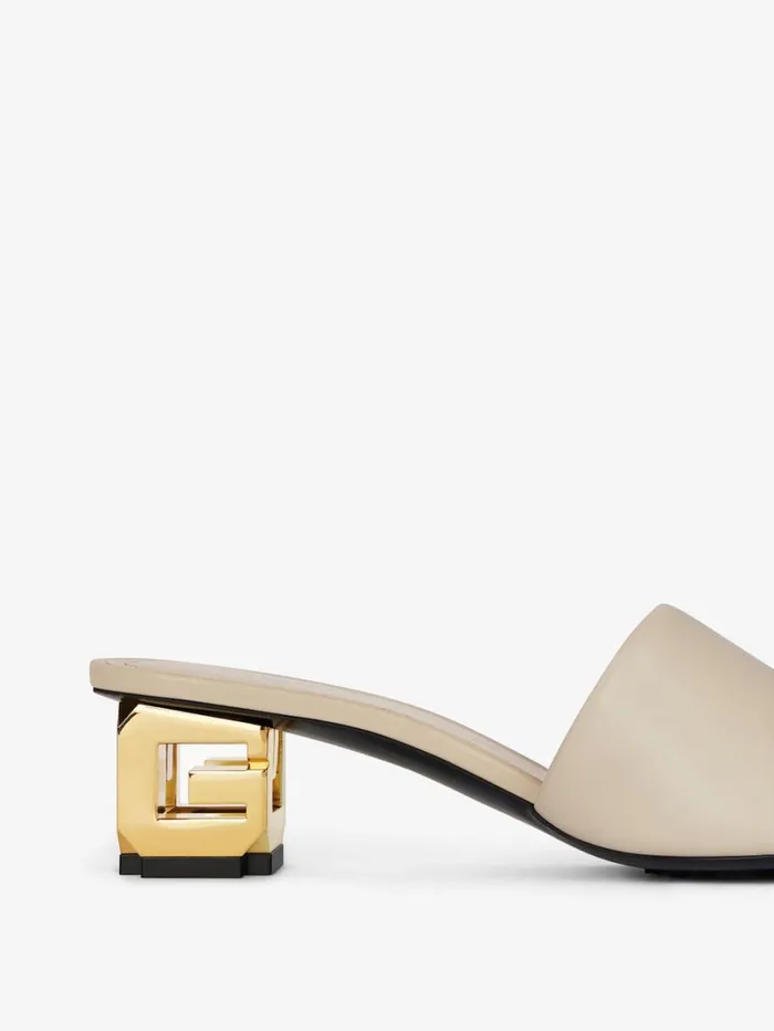 Givenchy G Cube Mules In Leather Natural Beige Women Slides and Sandals Givenchy G Cube Mules In Leather Natural Beige Women Slides and Sandals