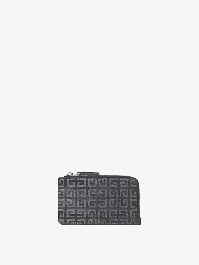 Givenchy GCut Zipped Cardholder In 4G Lurex And Leather Dark Grey Women Wallets and Card Holders Givenchy GCut Zipped Cardholder In 4G Lurex And Leather Dark Grey Women Wallets and Card Holders